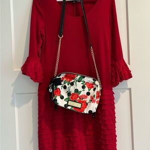 Slinky Brand - Red Ruffle Dress, Sz. S WITH Betsy Johnson Purse
